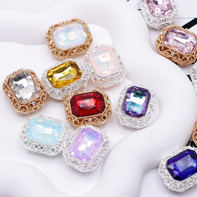 FS4849- Approximately 21×17mm Double-Sided Zirconium Diamond Alloy Beads Four-Way Pen-Passing