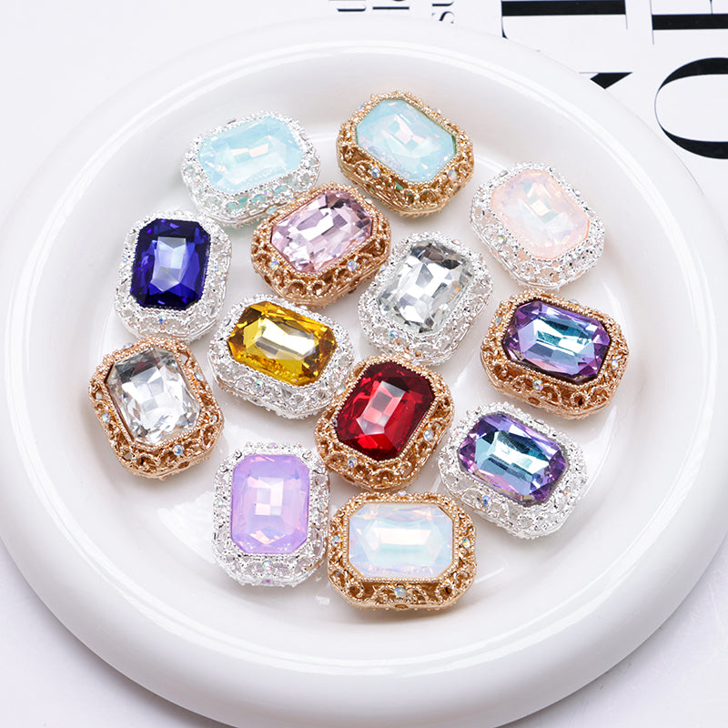 FS4849- Approximately 21×17mm Double-Sided Zirconium Diamond Alloy Beads Four-Way Pen-Passing