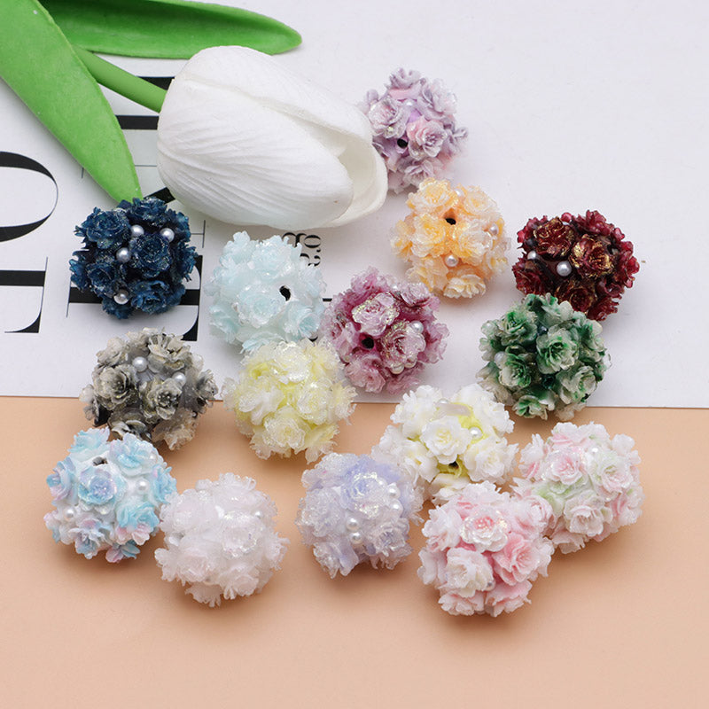 FS4860- 16mm Peach Soft Flower Ball Terracotta Beads Can Pass A Pen