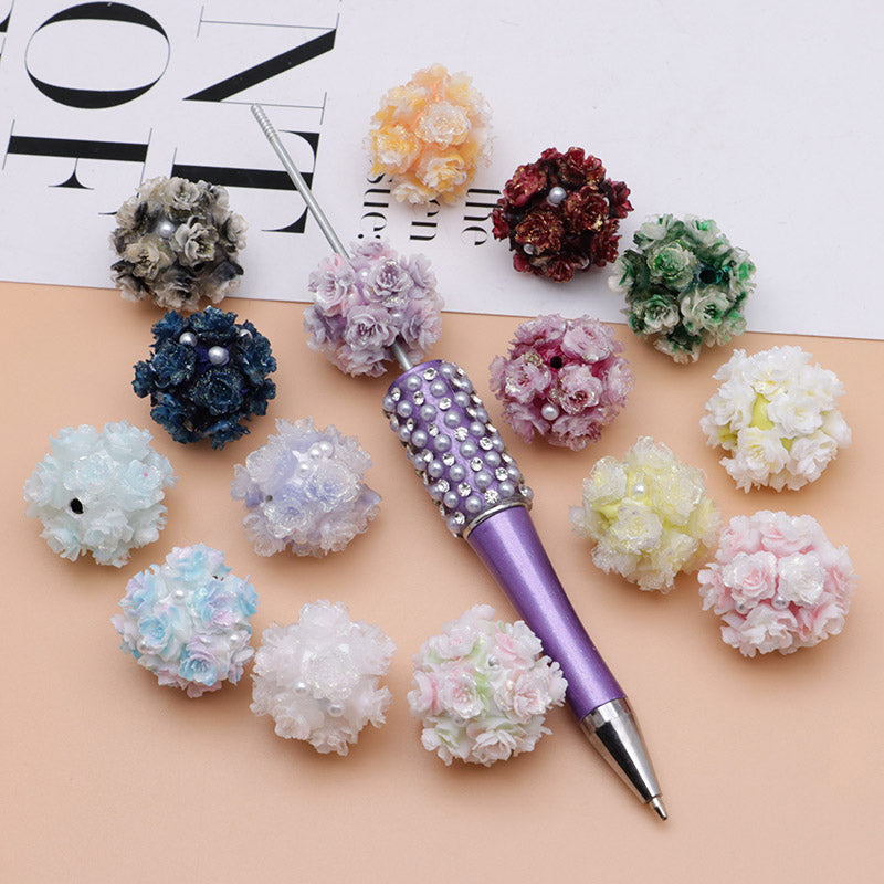 FS4860- 16mm Peach Soft Flower Ball Terracotta Beads Can Pass A Pen