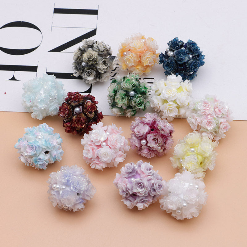 FS4860- 16mm Peach Soft Flower Ball Terracotta Beads Can Pass A Pen