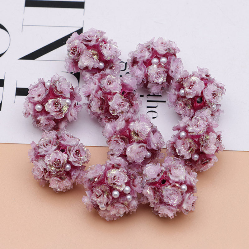 FS4860- 16mm Peach Soft Flower Ball Terracotta Beads Can Pass A Pen