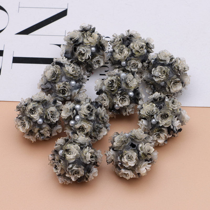 FS4860- 16mm Peach Soft Flower Ball Terracotta Beads Can Pass A Pen