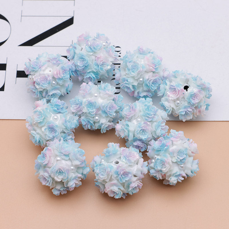 FS4860- 16mm Peach Soft Flower Ball Terracotta Beads Can Pass A Pen