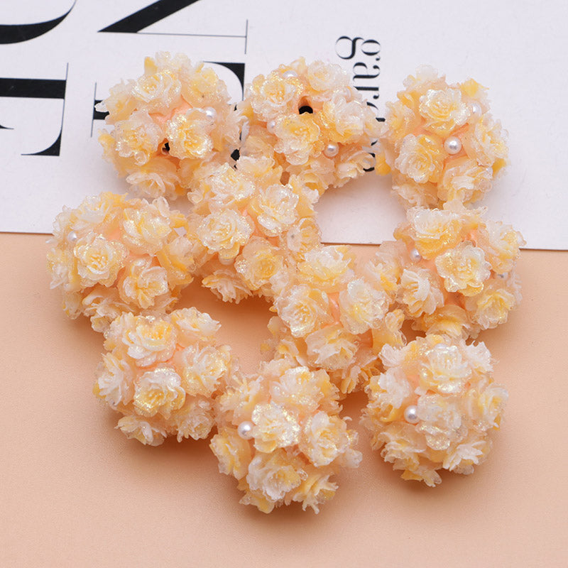 FS4860- 16mm Peach Soft Flower Ball Terracotta Beads Can Pass A Pen