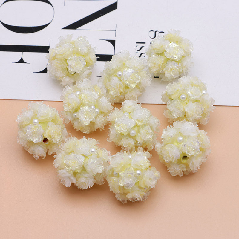 FS4860- 16mm Peach Soft Flower Ball Terracotta Beads Can Pass A Pen