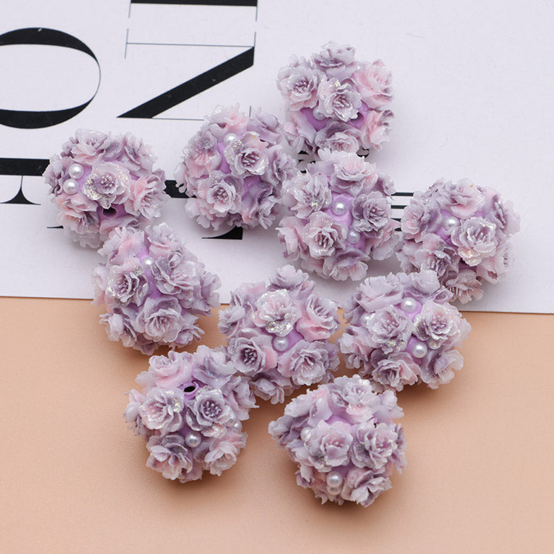 FS4860- 16mm Peach Soft Flower Ball Terracotta Beads Can Pass A Pen