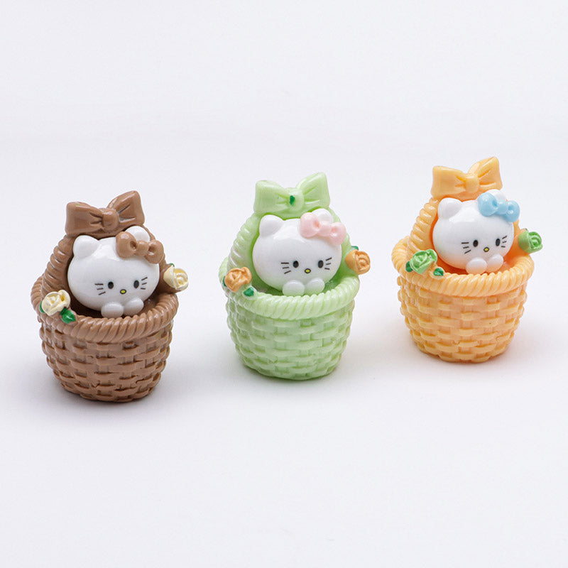 FS5292- Three-Dimensional Resin Flower Basket Of Hello Kitty