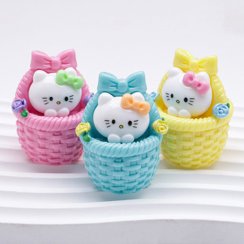 FS5292- Three-Dimensional Resin Flower Basket Of Hello Kitty