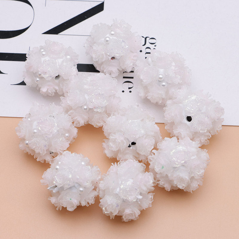 FS4860- 16mm Peach Soft Flower Ball Terracotta Beads Can Pass A Pen