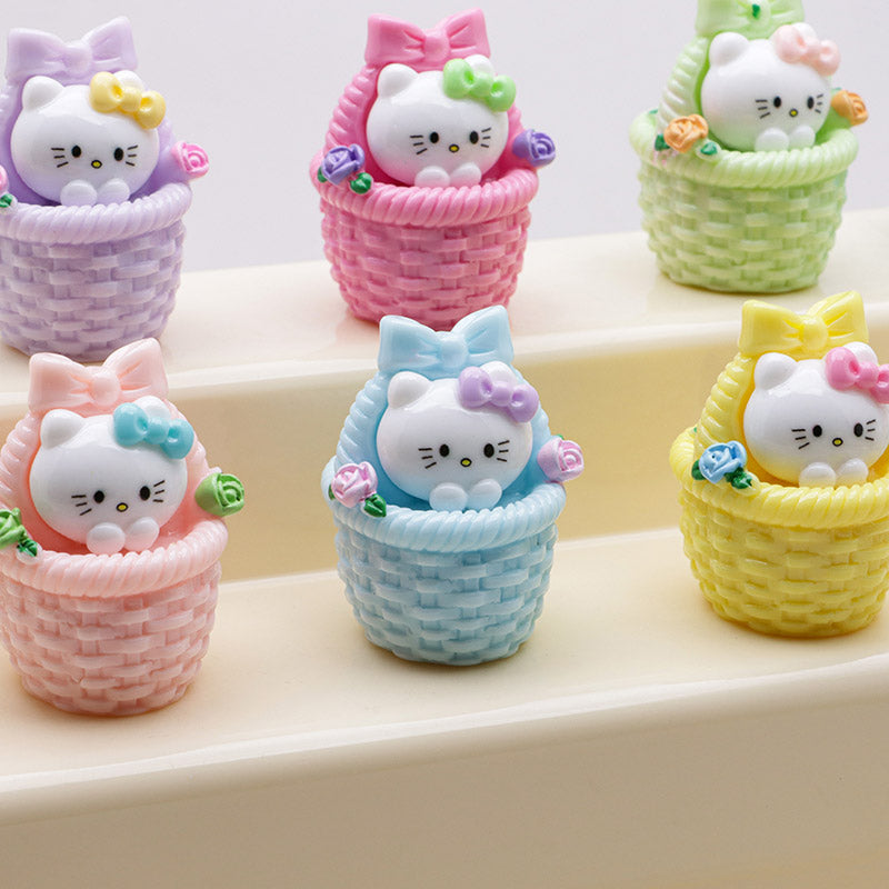 FS5292- Three-Dimensional Resin Flower Basket Of Hello Kitty