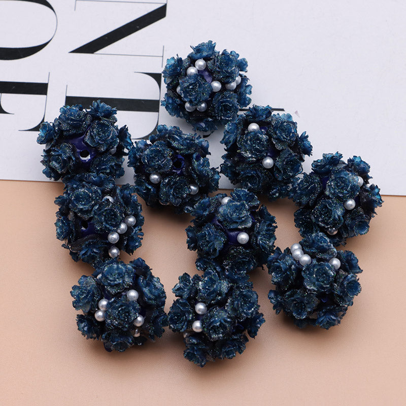 FS4860- 16mm Peach Soft Flower Ball Terracotta Beads Can Pass A Pen
