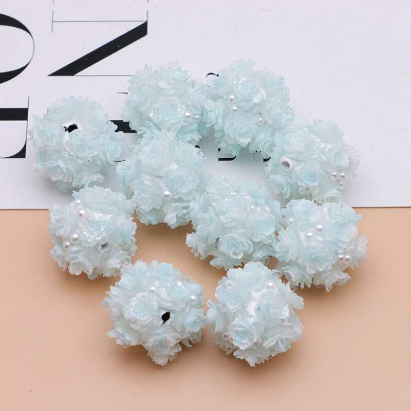 FS4860- 16mm Peach Soft Flower Ball Terracotta Beads Can Pass A Pen