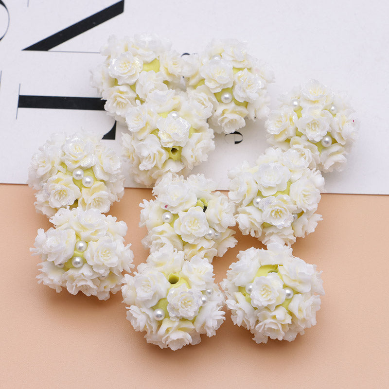 FS4860- 16mm Peach Soft Flower Ball Terracotta Beads Can Pass A Pen