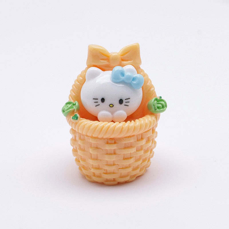 FS5292- Three-Dimensional Resin Flower Basket Of Hello Kitty