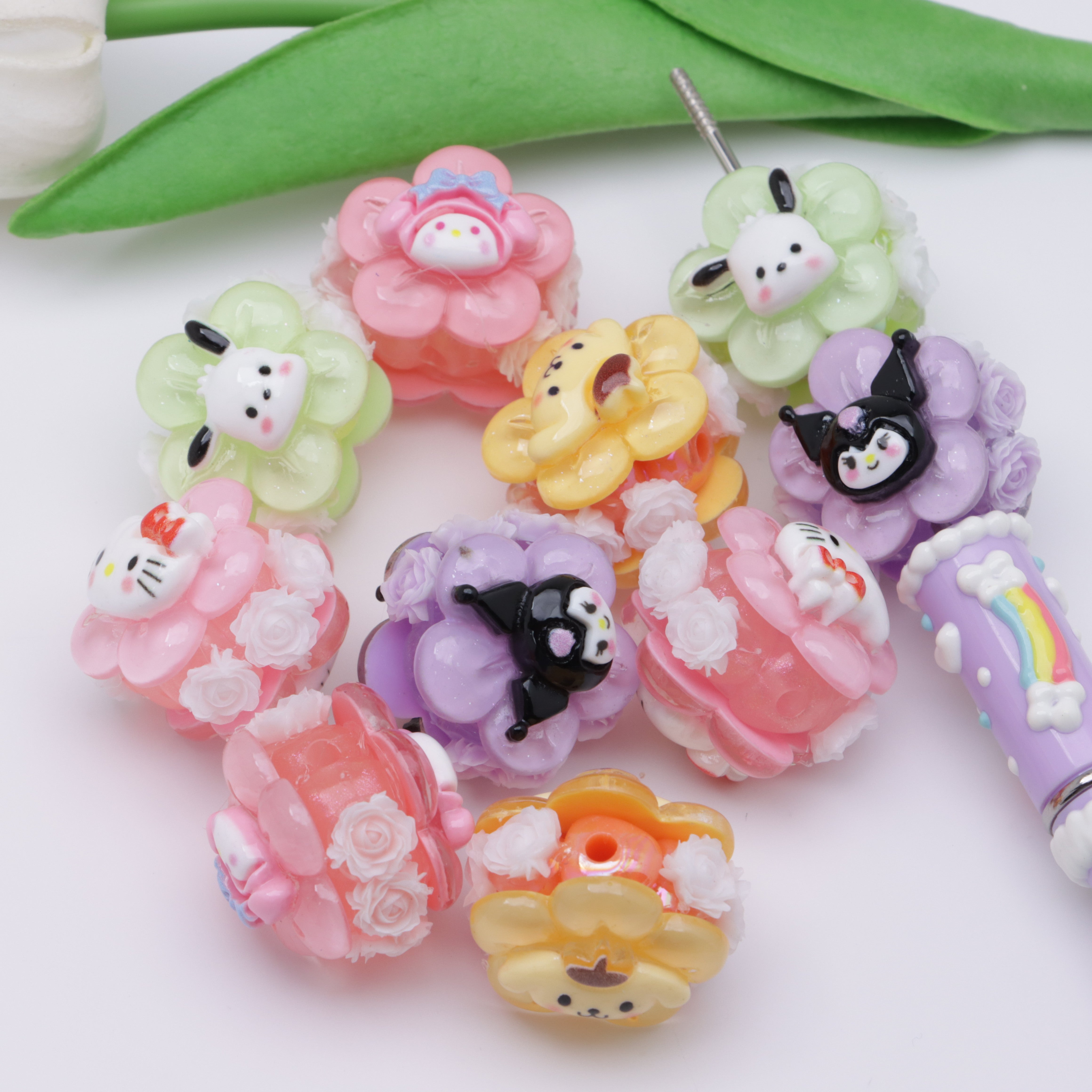 FS5116- Sro Flower Beads Sanrio Flower Beads Fit For Pen Pass Through Pen