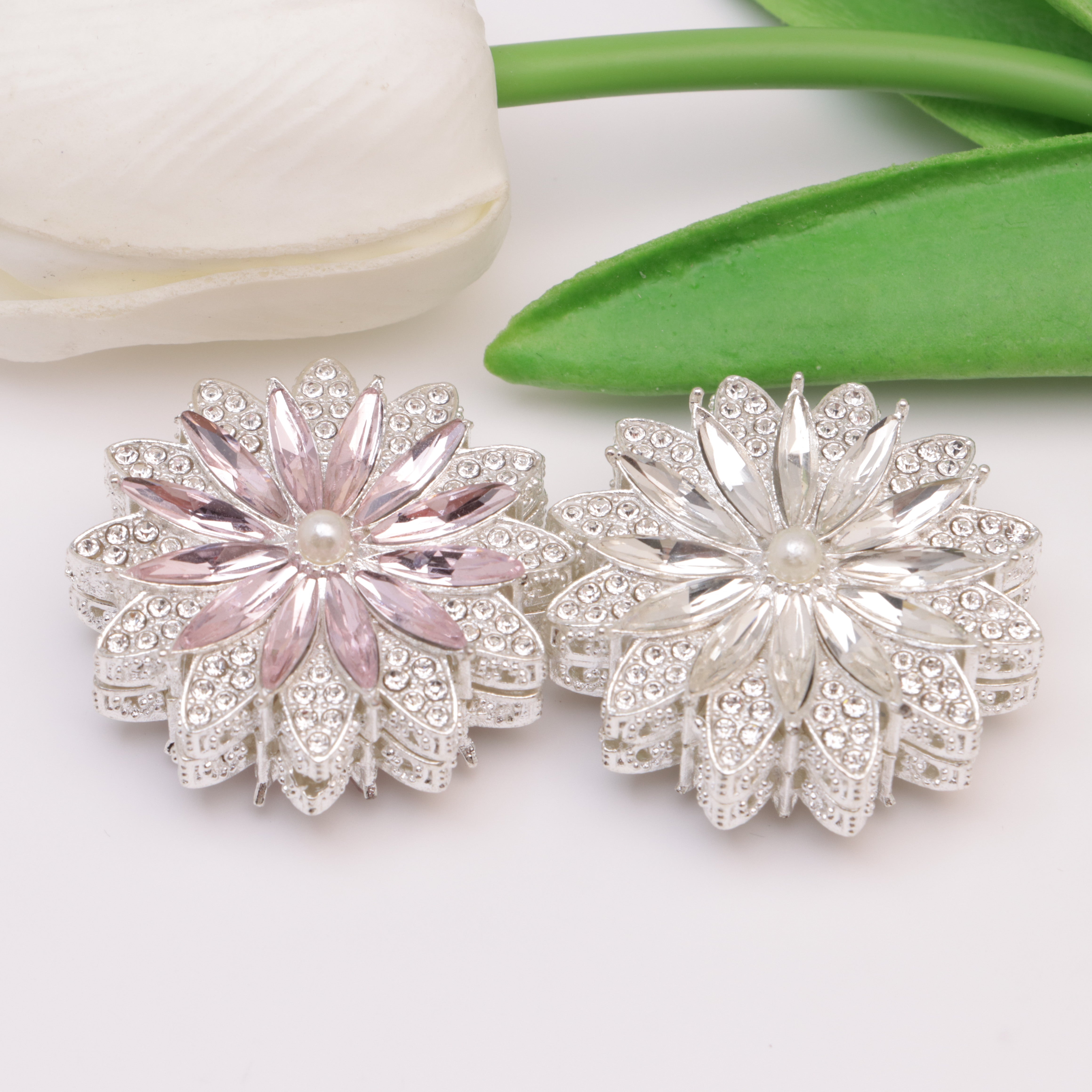 FS5387- 37mm Diamonds Flower Metal Beads Diamond Sunflower Metal Beads Fit For Pen Pass-Through Pen