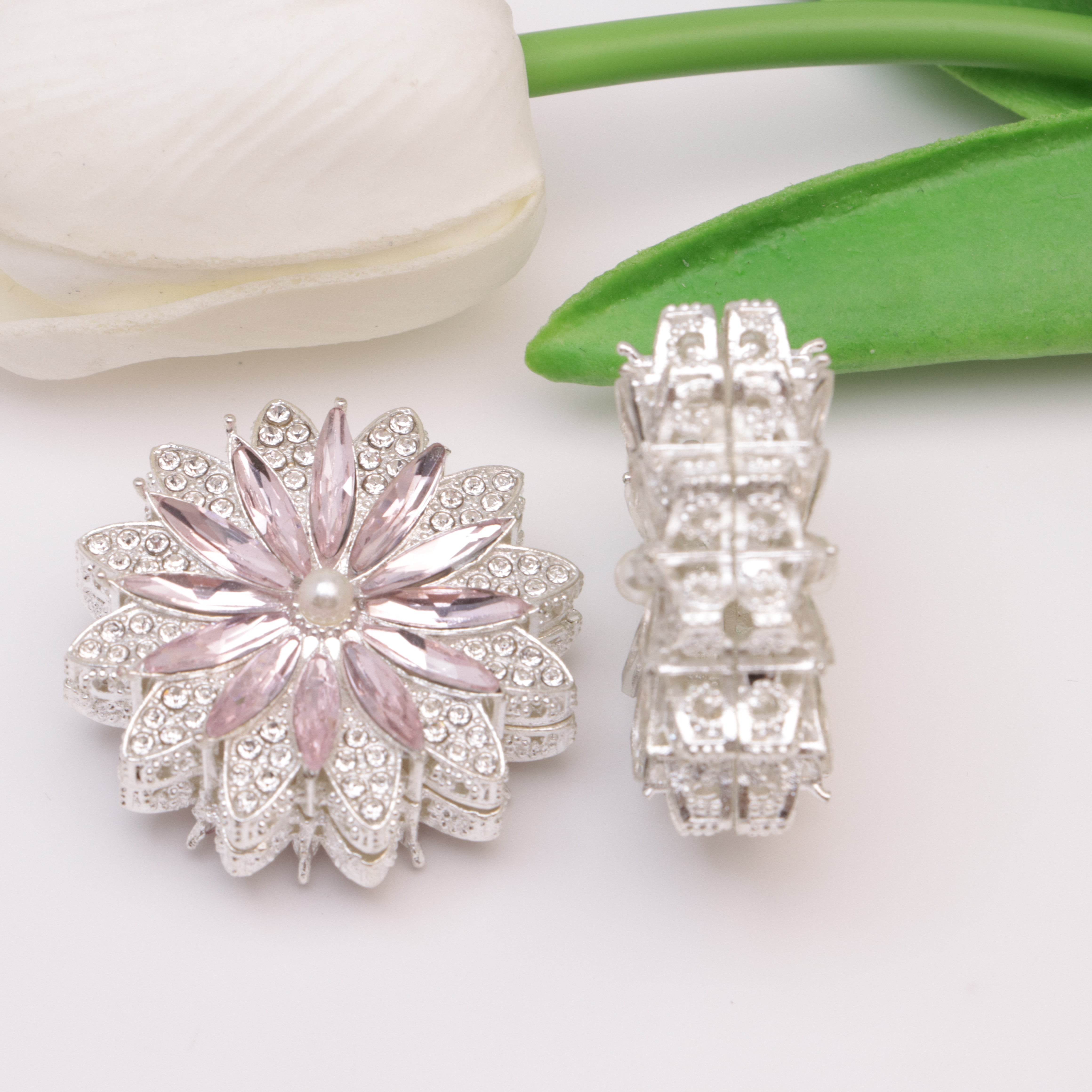 FS5387- 37mm Diamonds Flower Metal Beads Diamond Sunflower Metal Beads Fit For Pen Pass-Through Pen