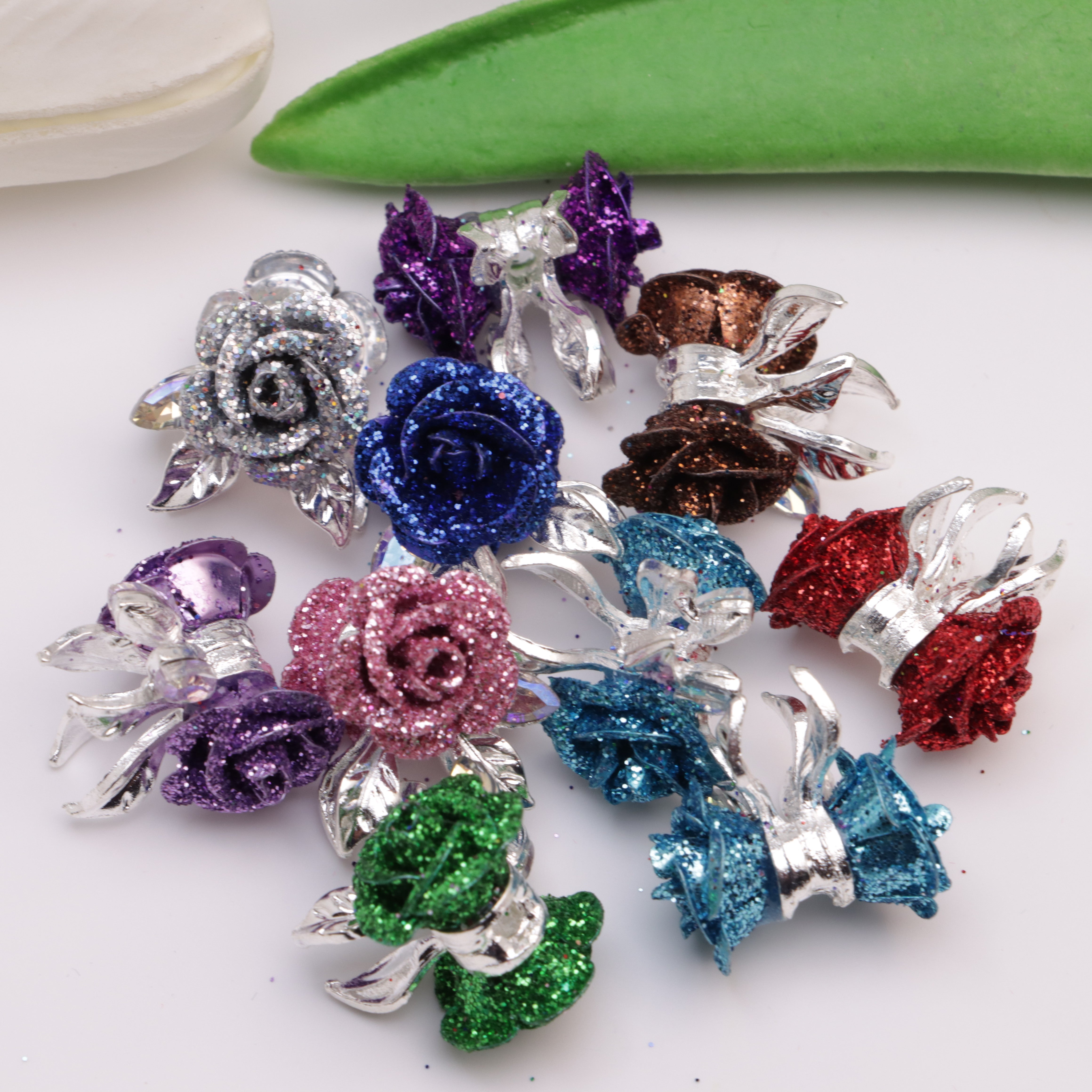 FS5563- Fine Glitter Rose Multi-Alloy Beads Zoe's DIY Shop