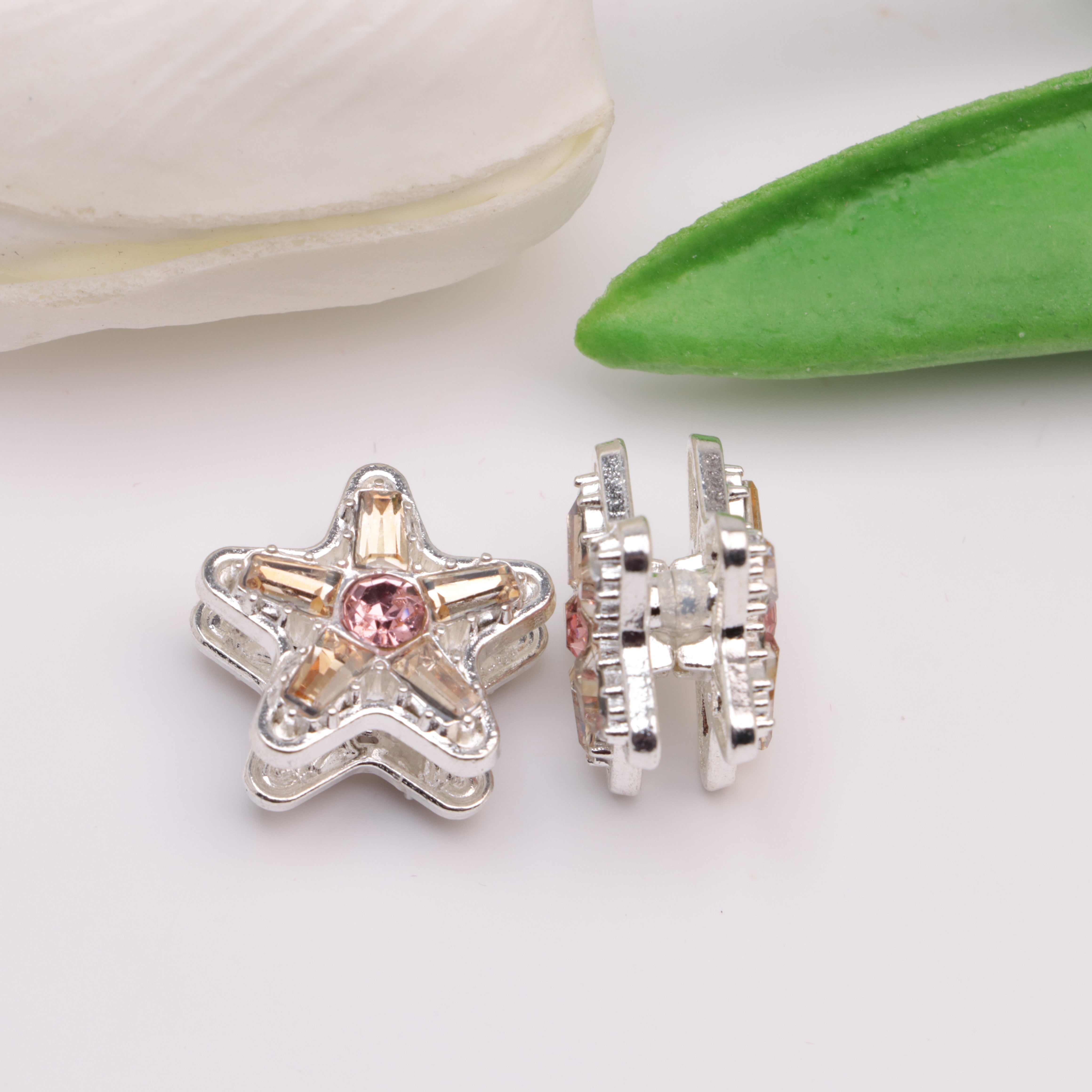 FS3773-20mm Star Diamonds Alloy Beads Five-Pointed Star Cubic Zirconia Diamond Alloy Beads