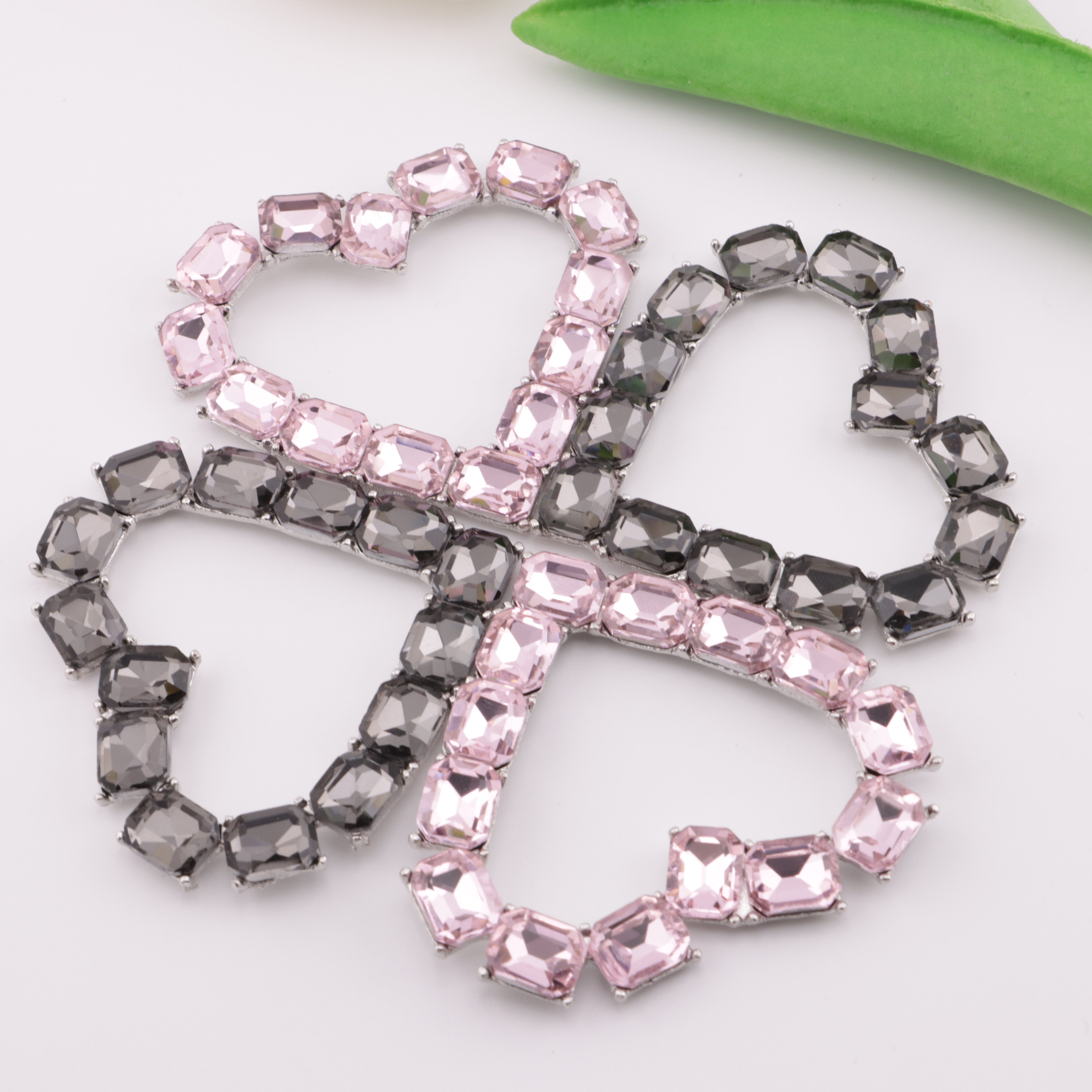 FS5379- 55*60mm Big Heart Crystal Metal Charms