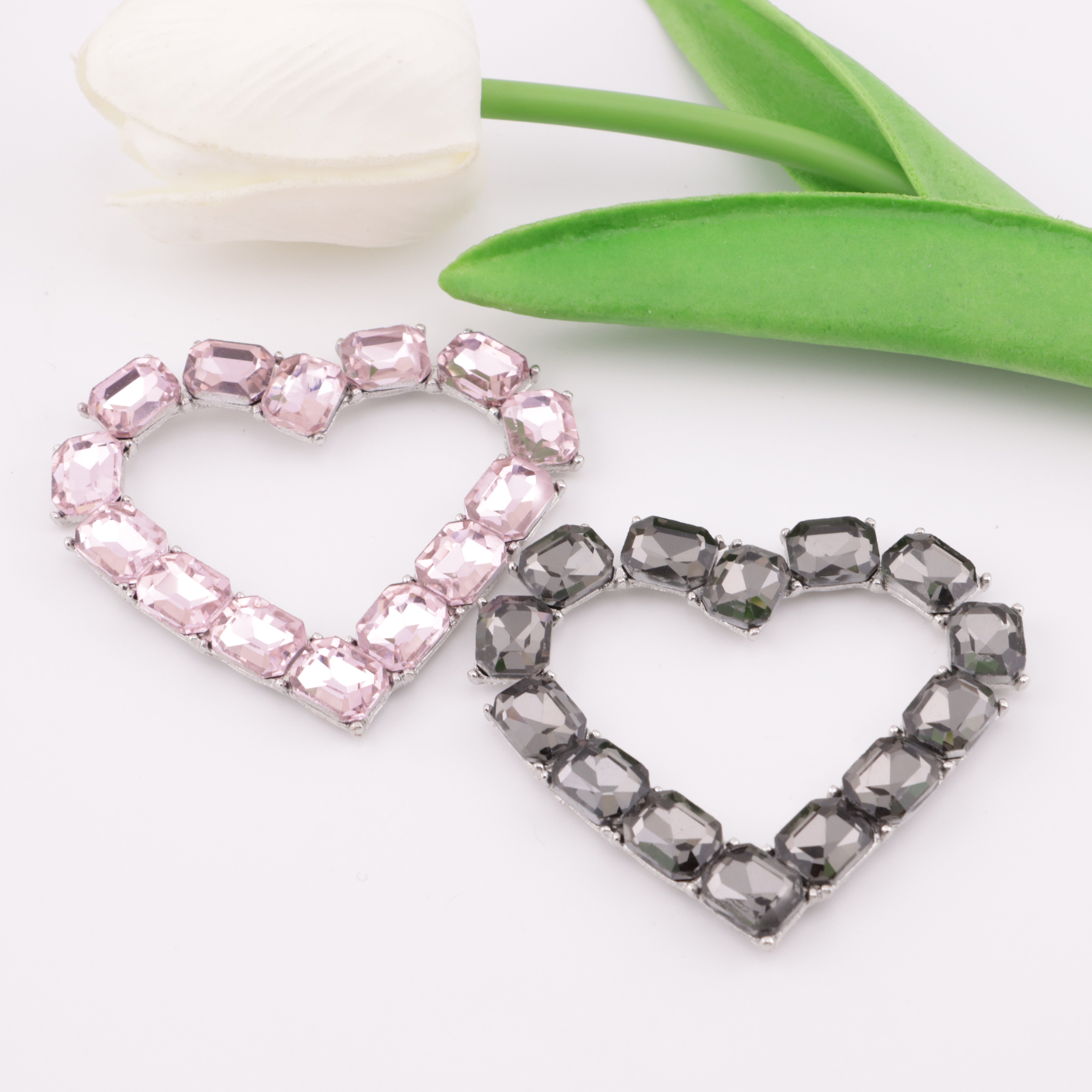 FS5379- 55*60mm Big Heart Crystal Metal Charms