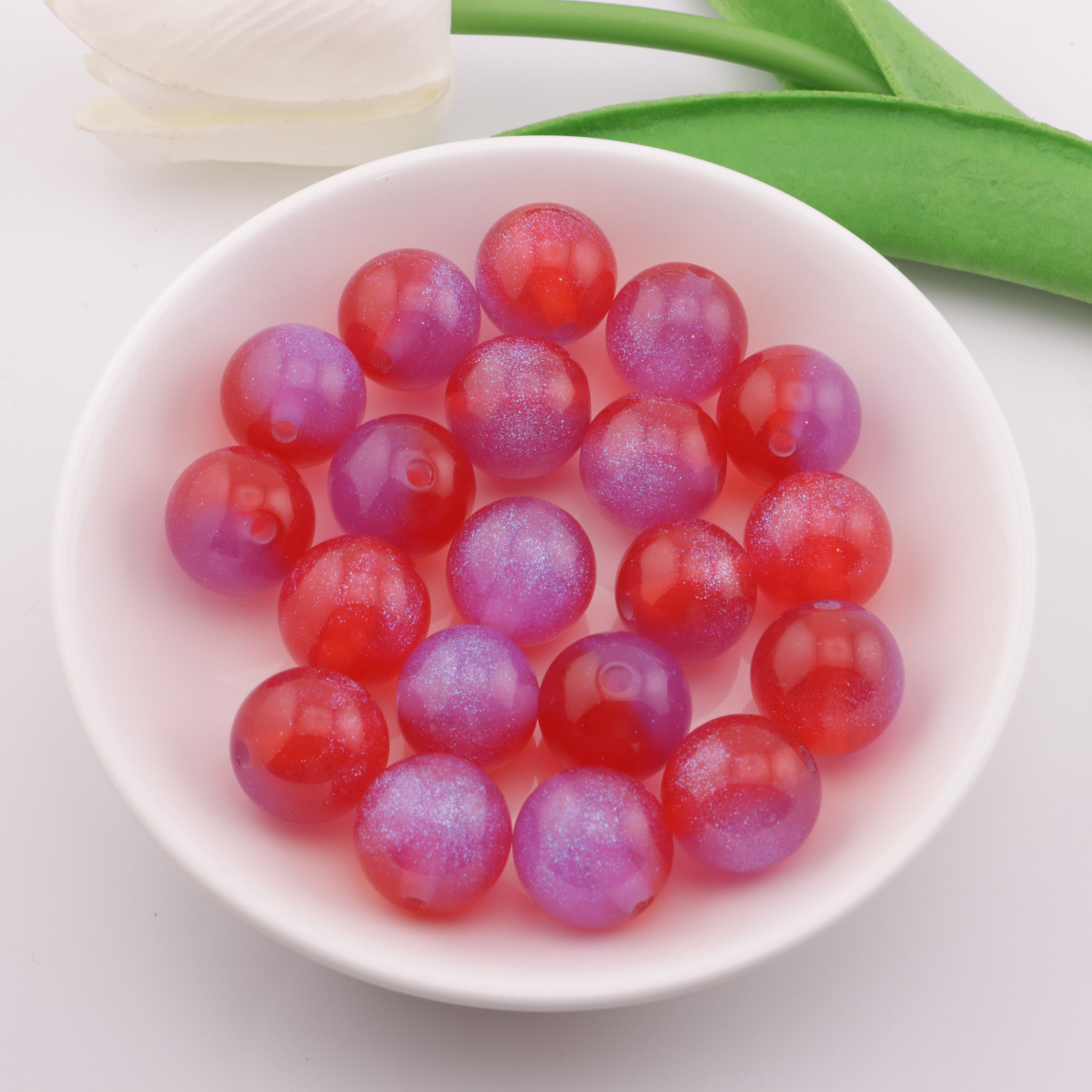 FS3540- 16mm Bicolor Gradient Glow-in-The-Dark Resin Beads