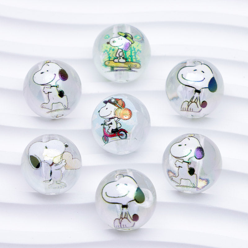 FS1193-Random Mixed 16mm Clear Snoopy Acrylic Beads Fit For Beadable Pens
