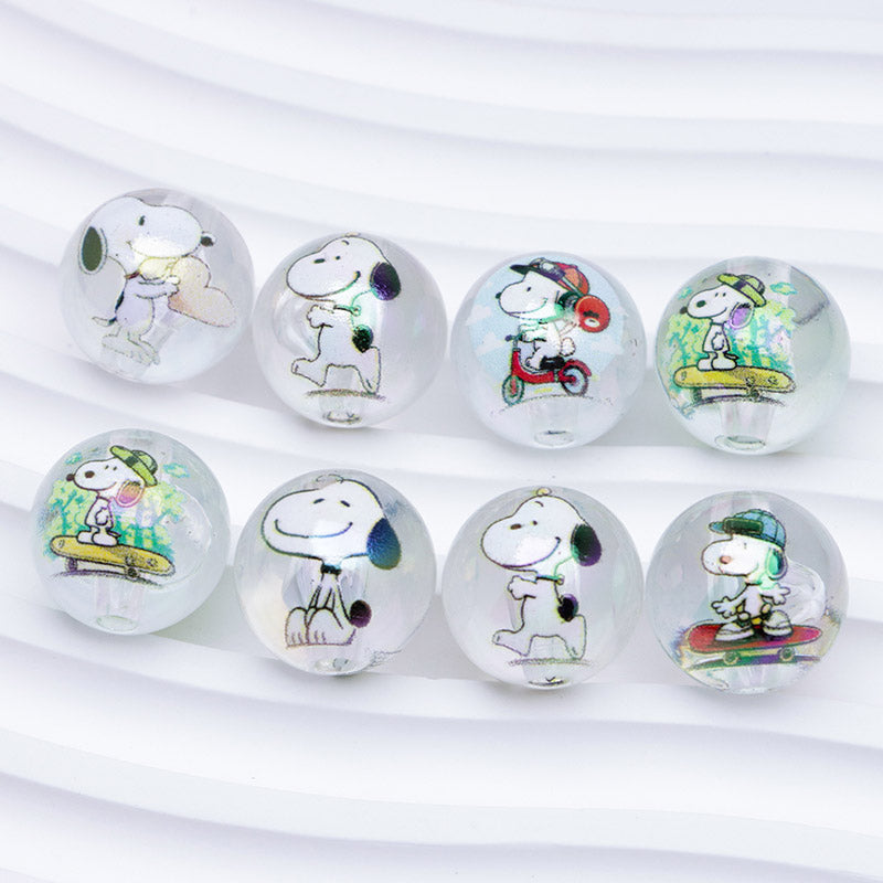 FS1193-Random Mixed 16mm Clear Snoopy Acrylic Beads Fit For Beadable Pens