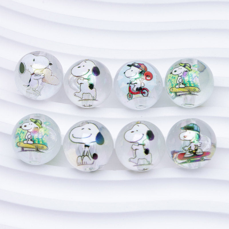 FS1193-Random Mixed 16mm Clear Snoopy Acrylic Beads Fit For Beadable Pens