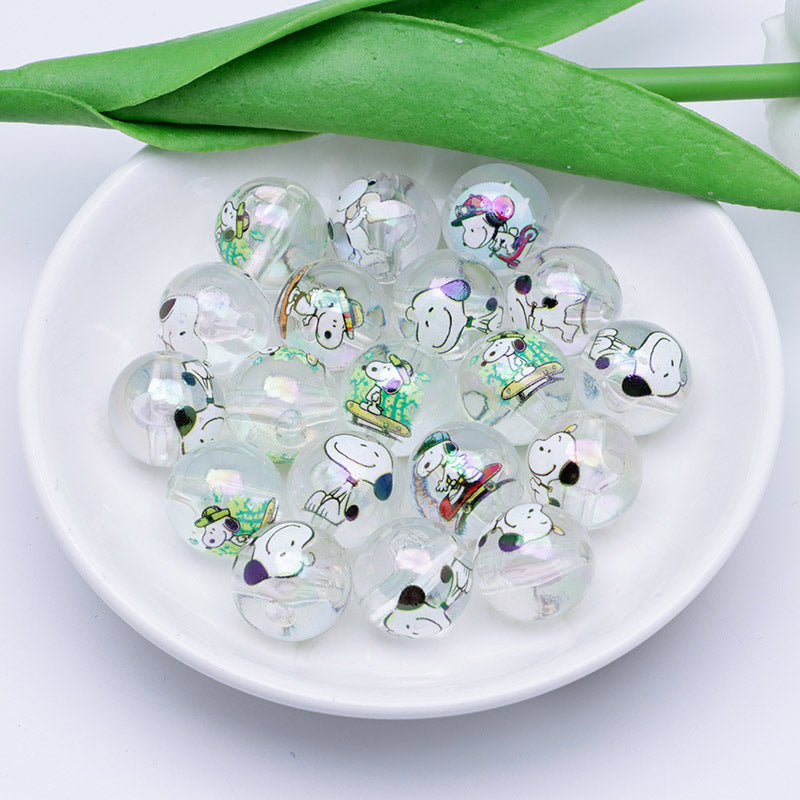FS1193-Random Mixed 16mm Clear Snoopy Acrylic Beads Fit For Beadable Pens