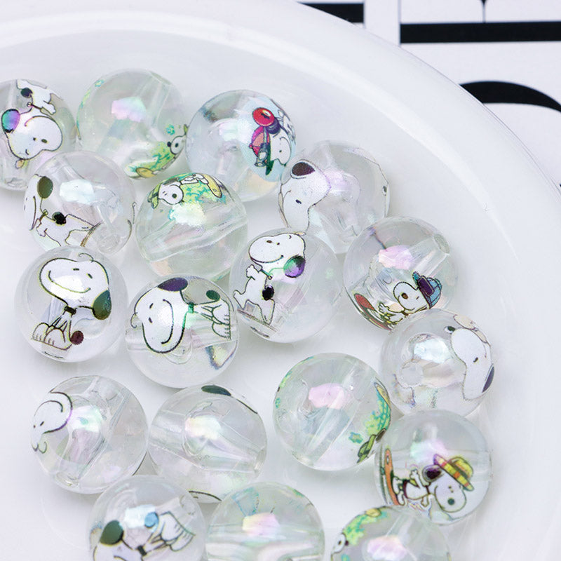 FS1193-Random Mixed 16mm Clear Snoopy Acrylic Beads Fit For Beadable Pens