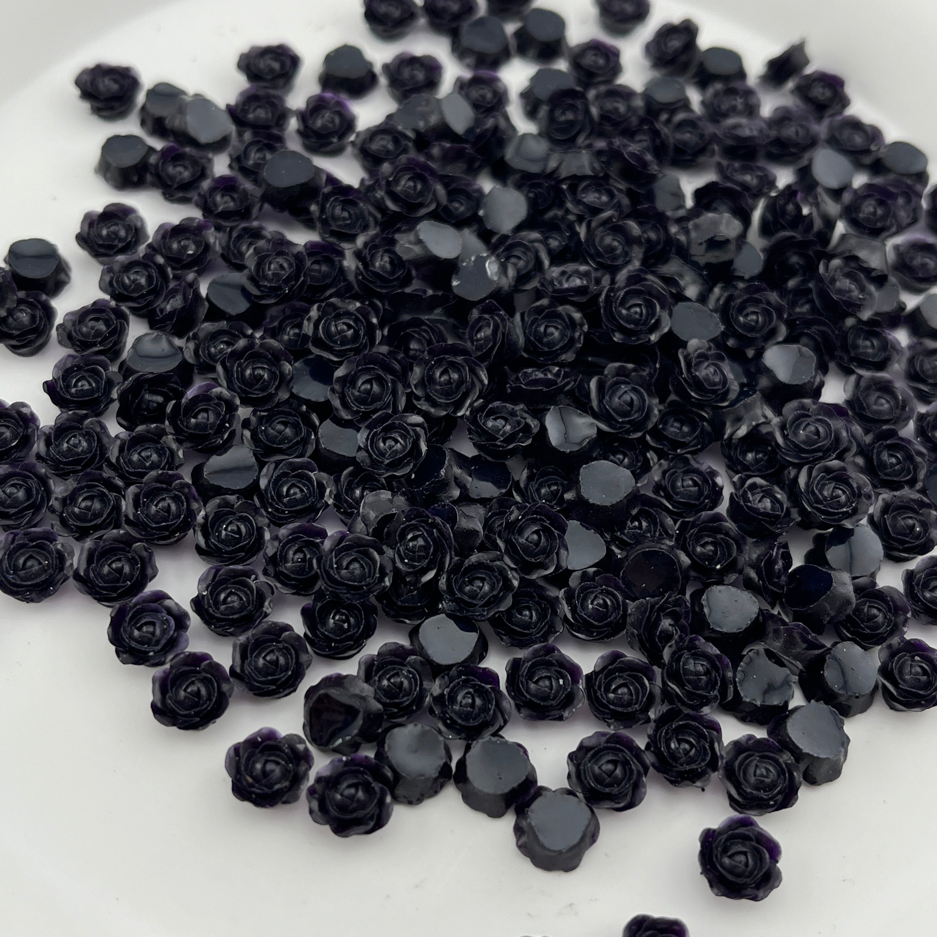 FS2164- 500PCS 6MM Sliod Black Rose charms Zoe's DIY Shop