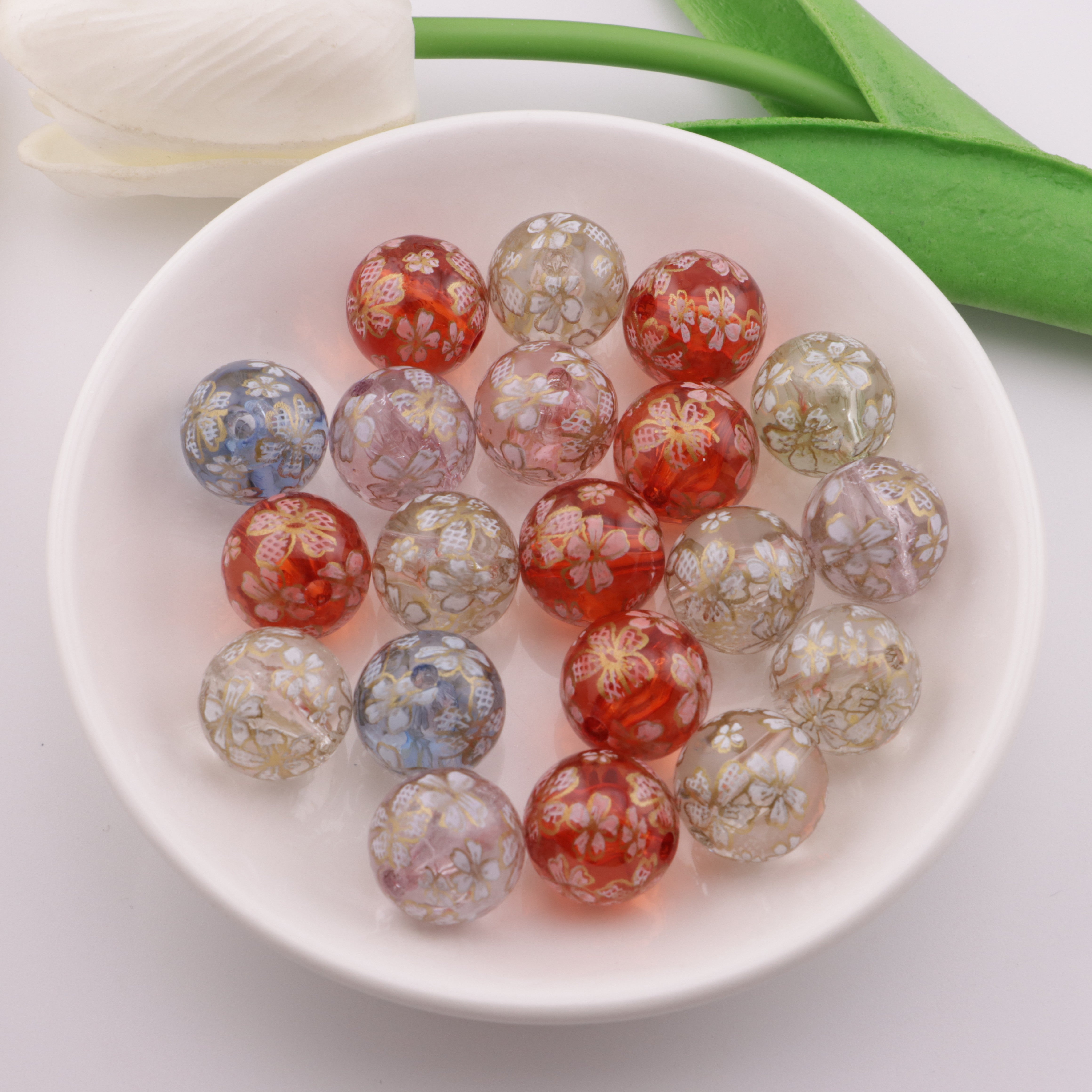 FS4207- 16mm Floral Printed Beads Zoe's DIY Shop