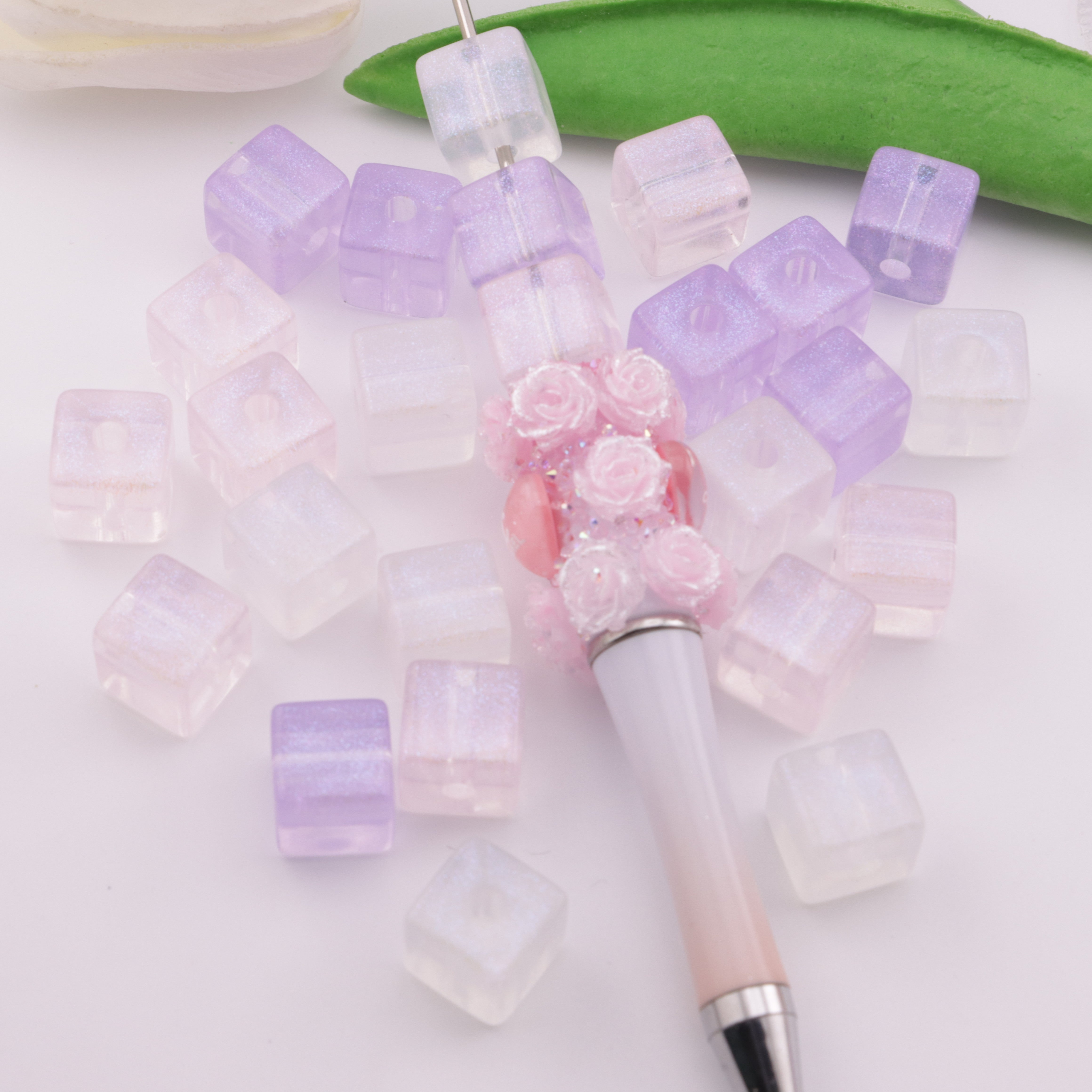 FS3825- 12✕12mm Thin Glitter Transparent Acrylic Cubes