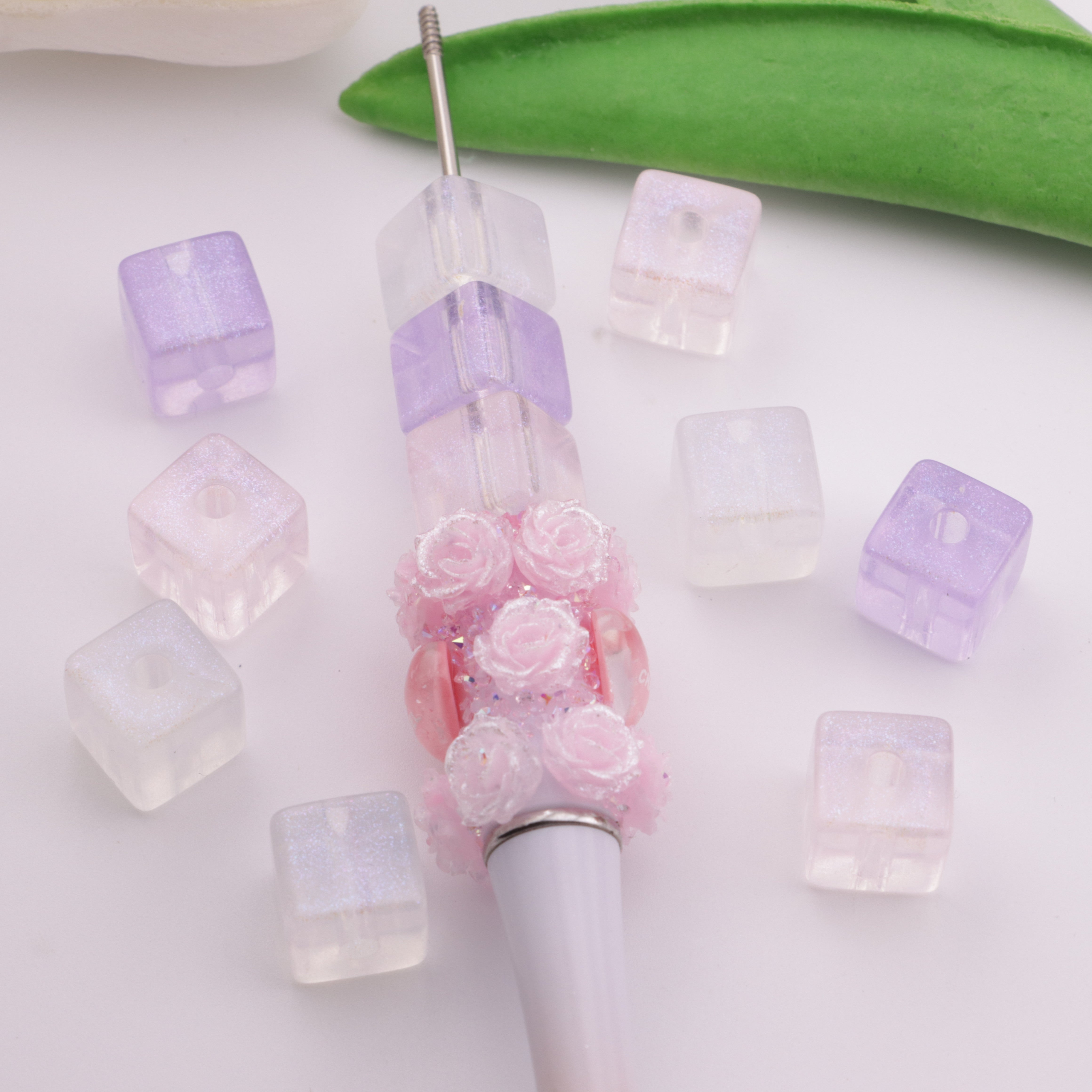 FS3825- 12✕12mm Thin Glitter Transparent Acrylic Cubes