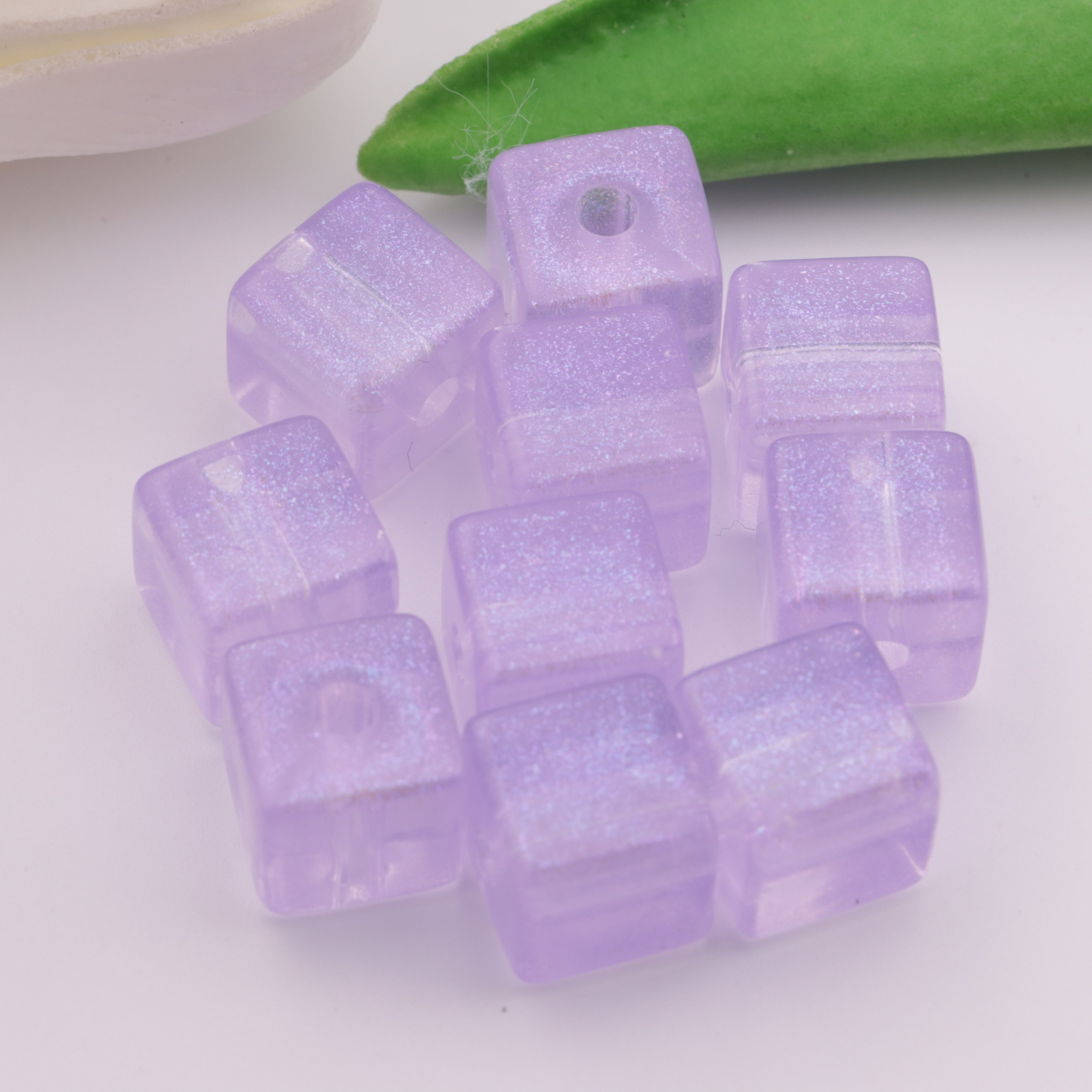 FS3825- 12✕12mm Thin Glitter Transparent Acrylic Cubes