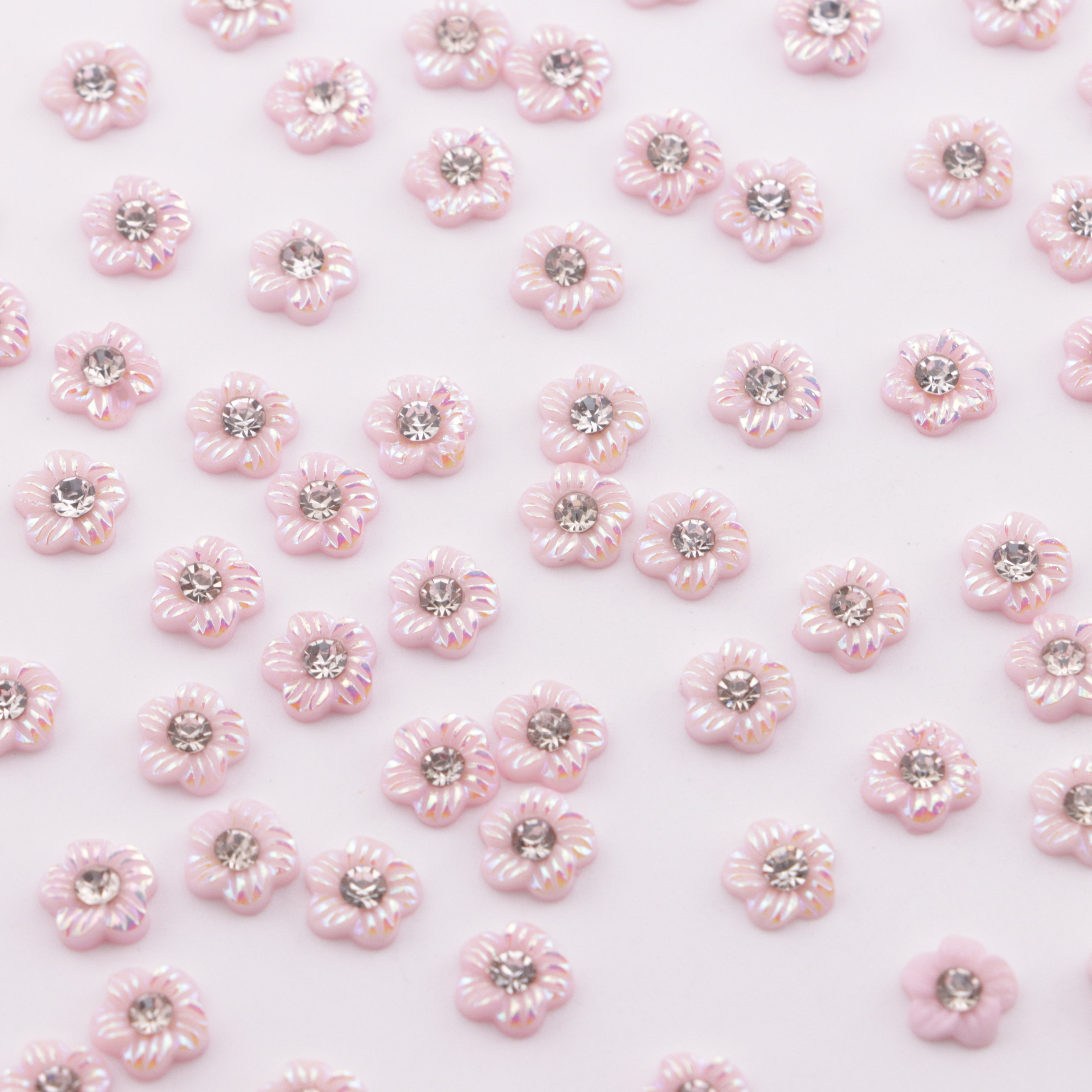 FS5679- 6mm Uv 5-Petal Small Flower Charms With Diamonds
