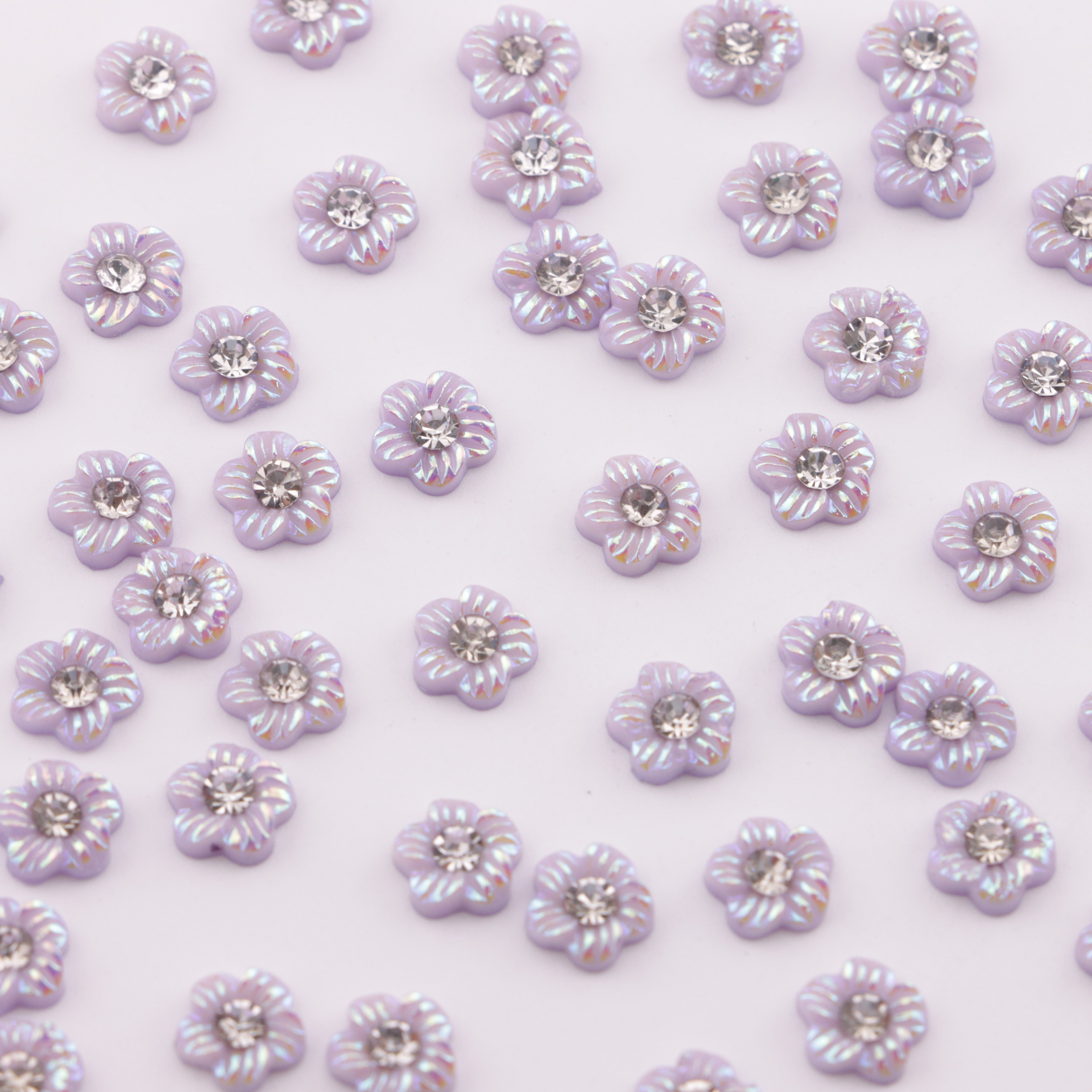 FS5679- 6mm Uv 5-Petal Small Flower Charms With Diamonds
