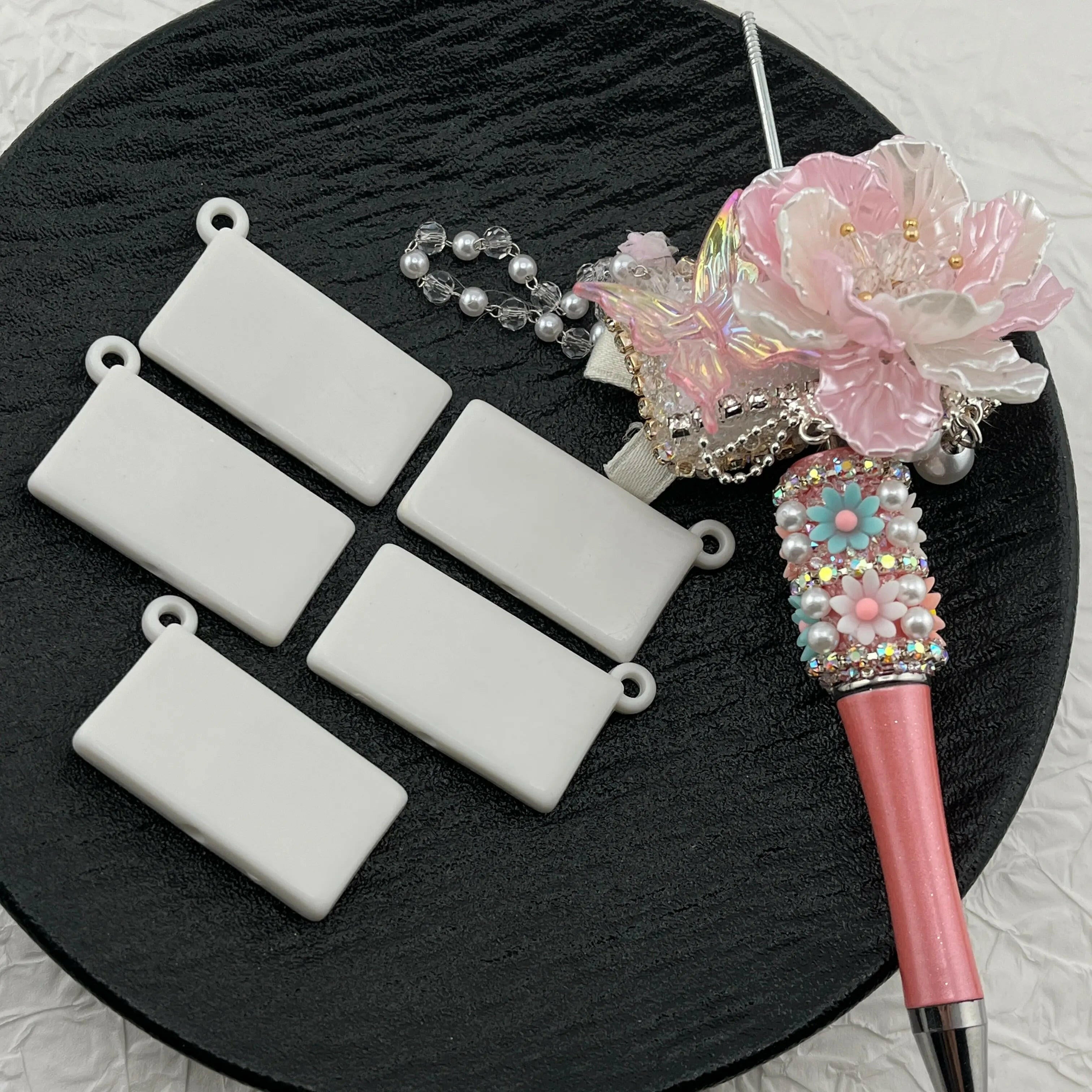 FS1079-20*37mm White Solid Color Based Beads Fit For Beadable Pens - Zoe DIY Wholesale