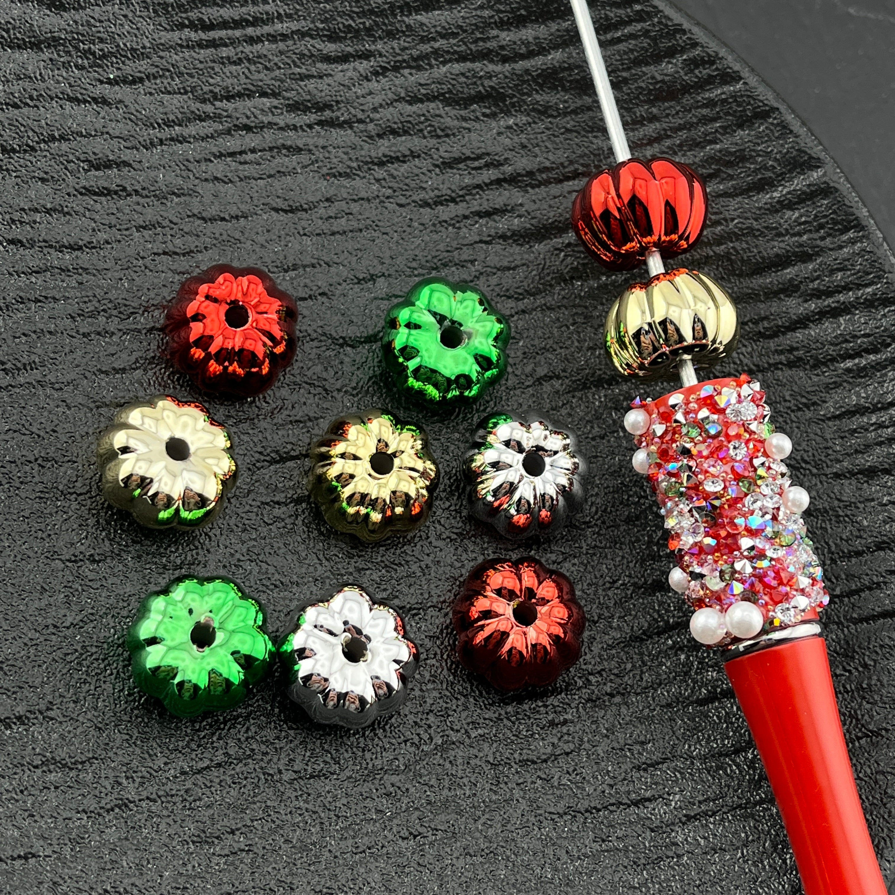 FS2607-10PCS Metallic colored pumpkin beads Zoe's DIY Shop