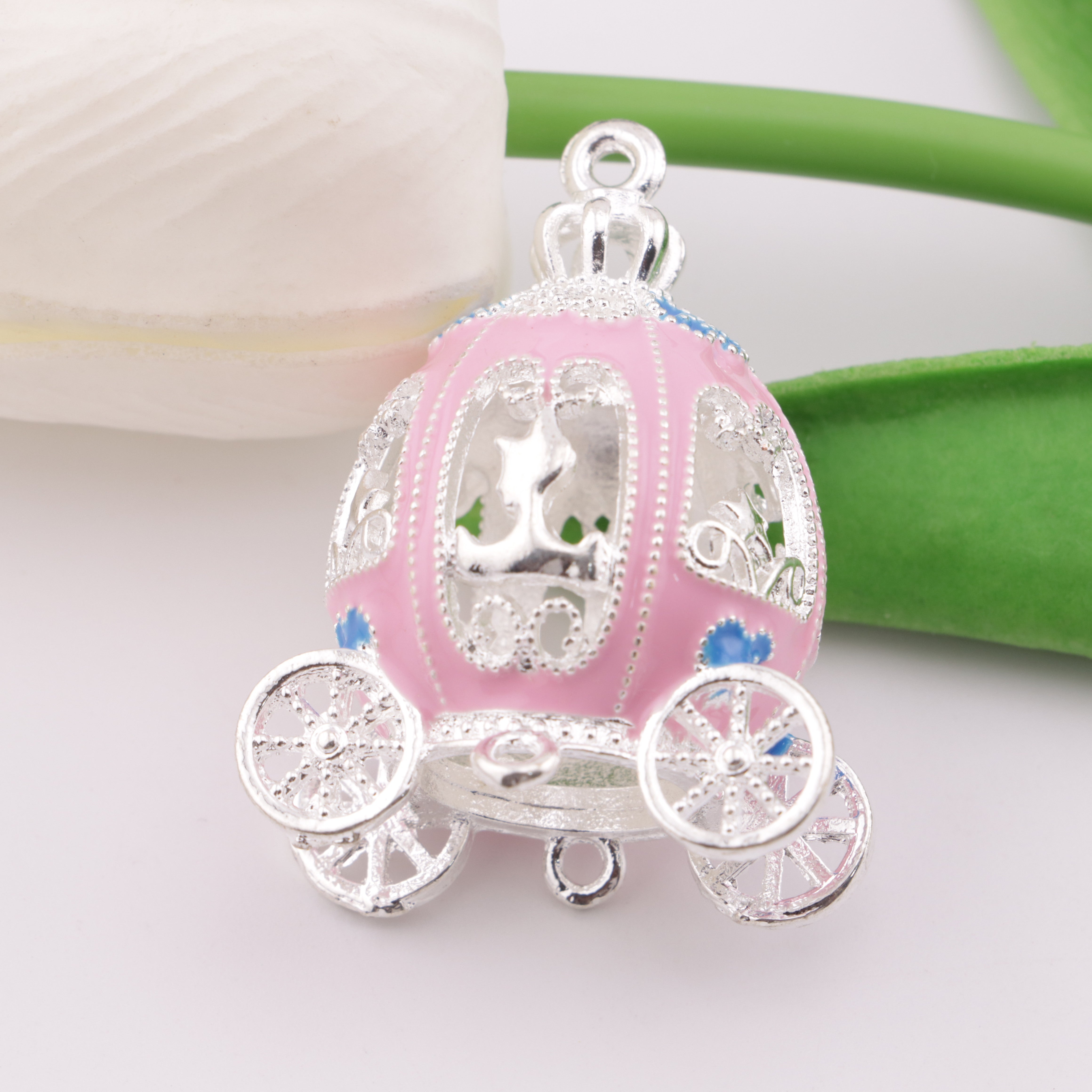 FS4859- 40×30mm Pink Pink Pumpkin Car Alloy Pendant (Without Battery)