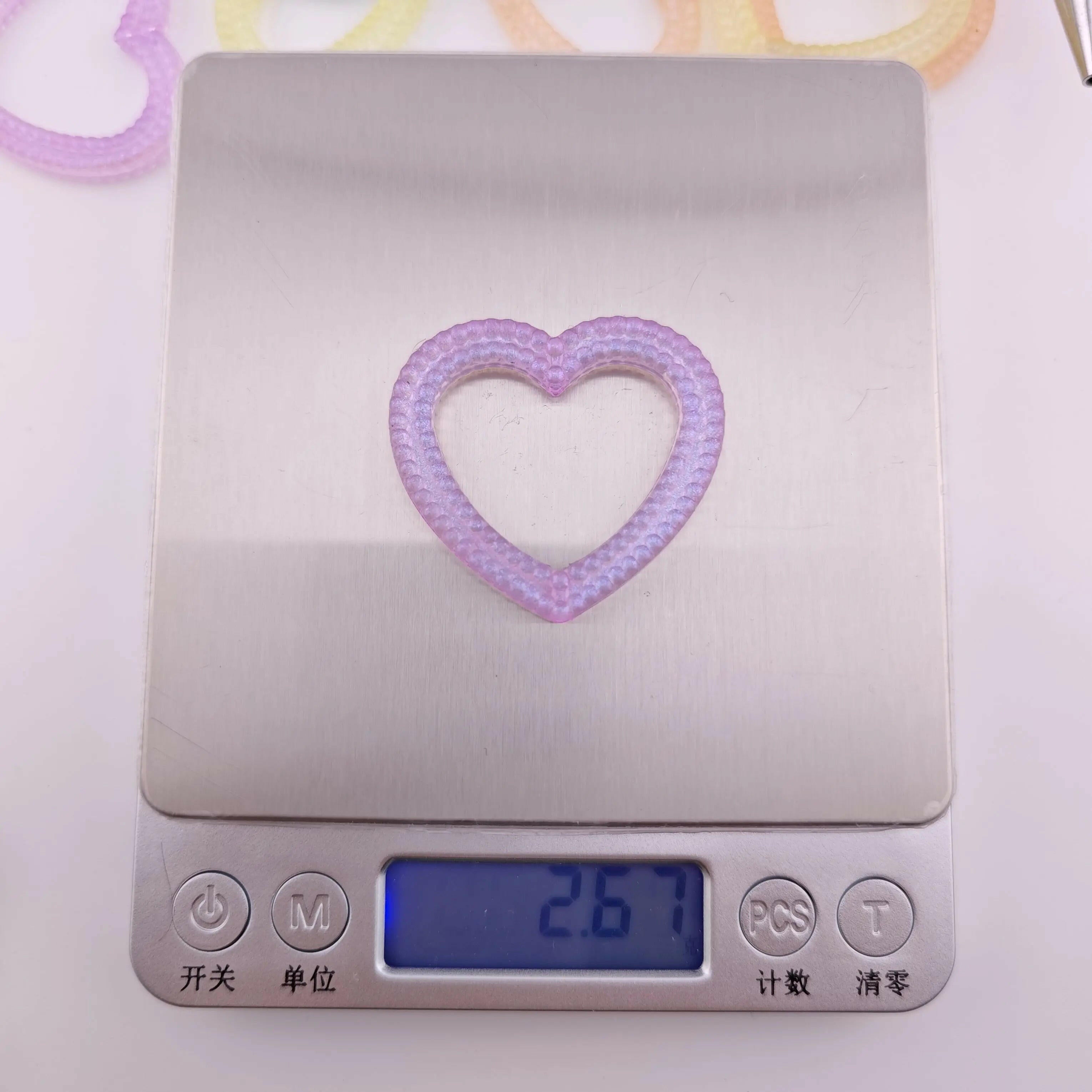 FS0469-38mm Mixed Color Glowing Heart Bead FrameFit For Beadable Pens - Zoe DIY Wholesale