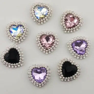 FS0303- 29.5mm Heart Charms Accessories With Diamond and Pearl For Making Fancy Beads Zoe's DIY Shop