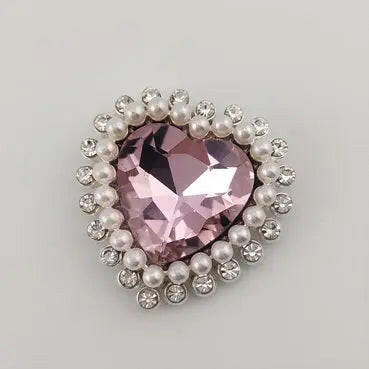 FS0303- 29.5mm Heart Charms Accessories With Diamond and Pearl For Making Fancy Beads Zoe's DIY Shop