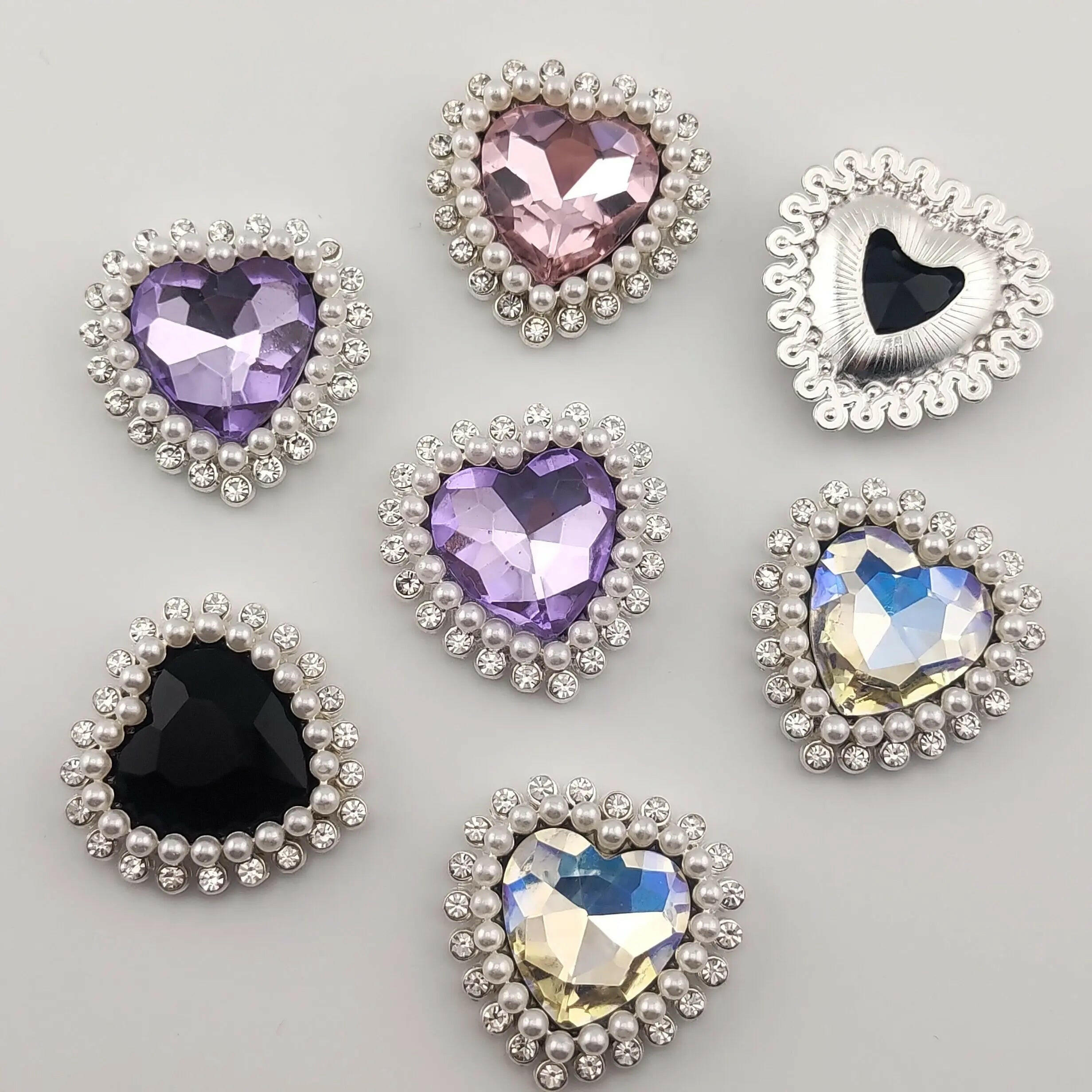 FS0303- 29.5mm Heart Charms Accessories With Diamond and Pearl For Making Fancy Beads Zoe's DIY Shop
