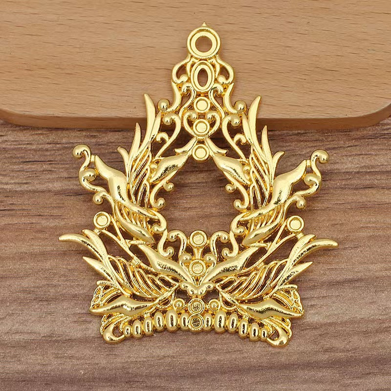 FS5286- 70*58mm Metal Charms Phoenix Pattern Metal Patches