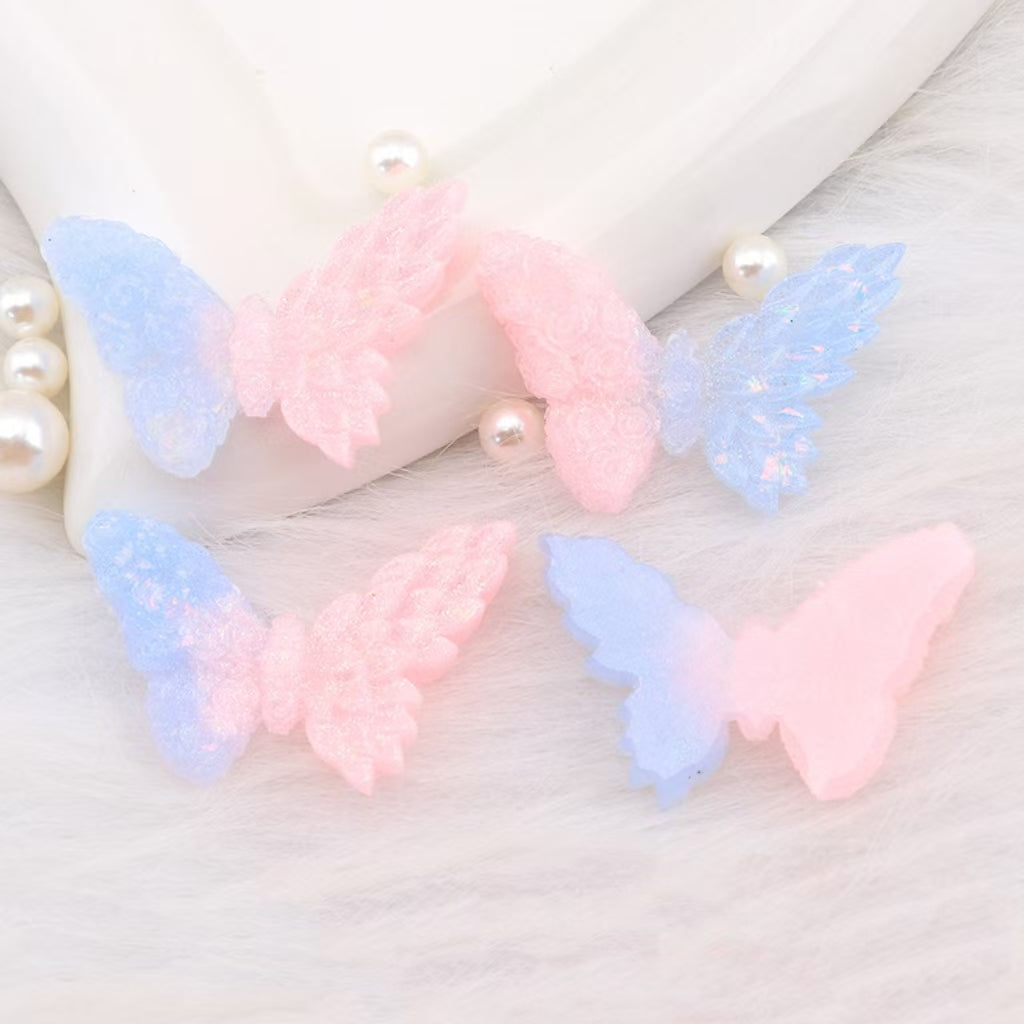 FS3345- 38*24mm Two - Color Glowing Butterfly Charms Double - Color Glowing Butterflies