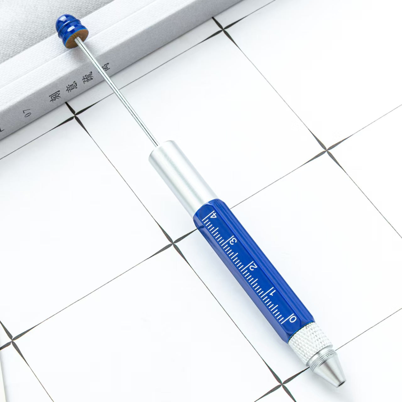 FS5398- Metal Multifunctional 5-In-1 Ballpoint Pen Diy Bead Stringing Ruler And Dual-Purpose Screwdriver