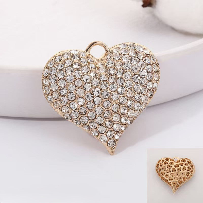 FS4981-40*43mm Plum Blossom Drill Heart Metal Pendant